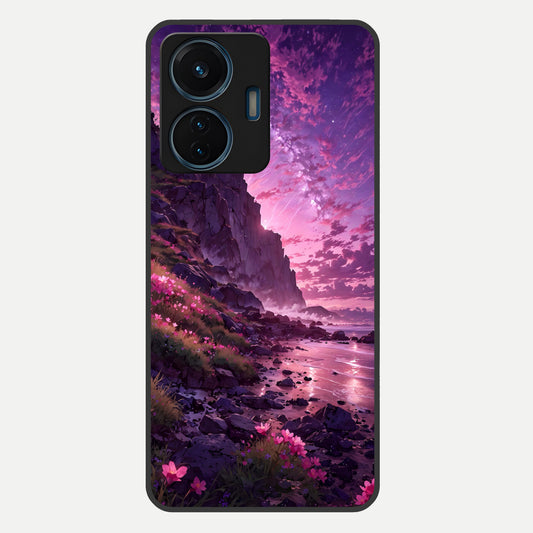  Twilight Blossom Coast Glass Case For iQOO Z6 Lite 5G back cover – full design glossy printed glass finish