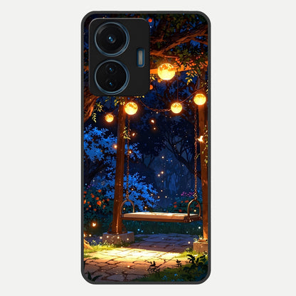  Twilight Garden Swing Glass Case For iQOO Z6 Lite 5G back cover – full design glossy printed glass finish