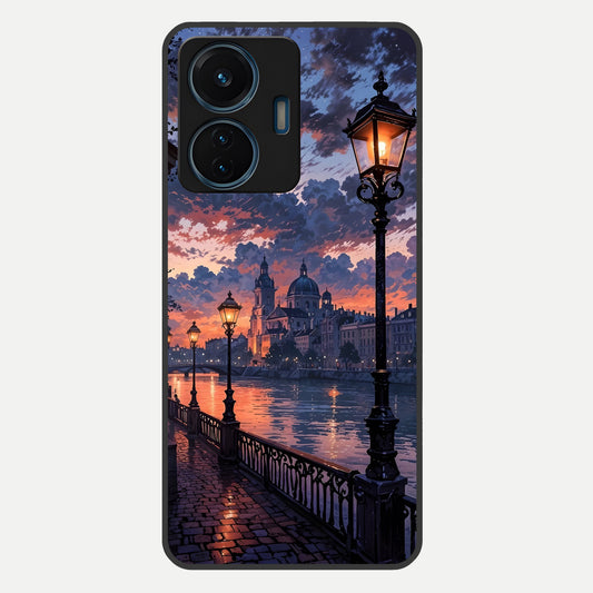  Twilight River Lights Glass Case For iQOO Z6 Lite 5G back cover – full design glossy printed glass finish