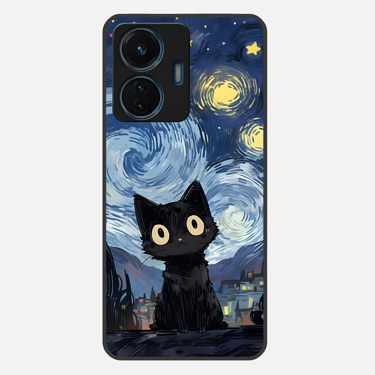  Van Gogh Cat Glass Case For iQOO Z6 Lite 5G back cover – full design glossy printed glass finish