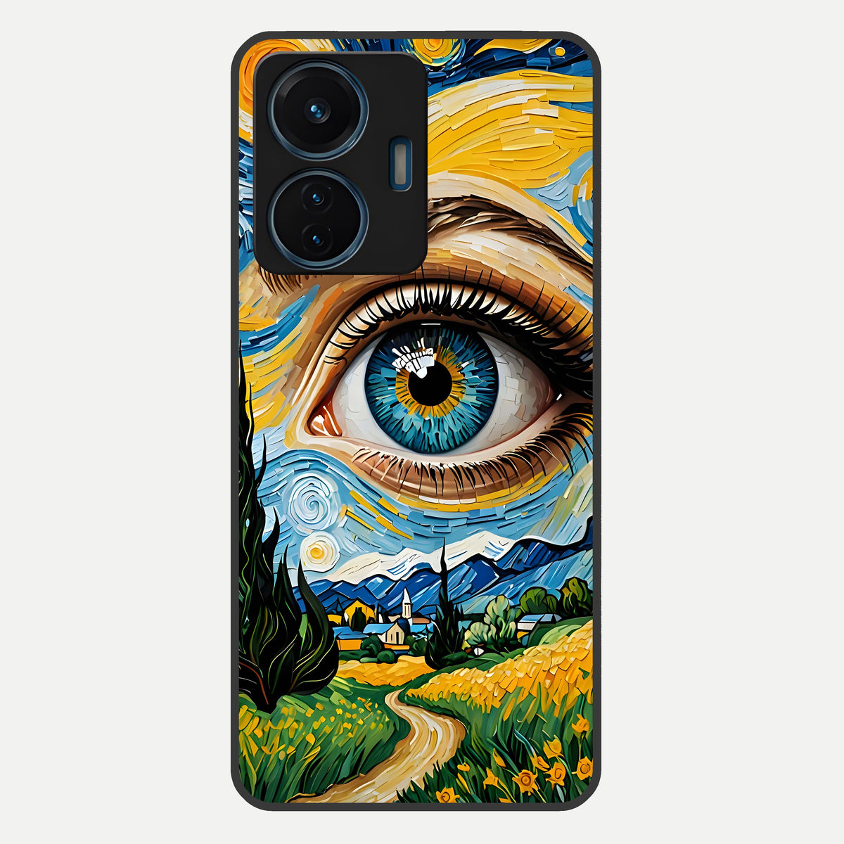  Van Gogh Eye Glass Case For iQOO Z6 Lite 5G back cover – full design glossy printed glass finish