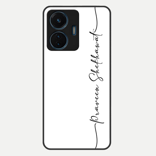  White Tune Custom Name Glass Case For iQOO Z6 Lite 5G back cover – personalized glossy printed glass finish