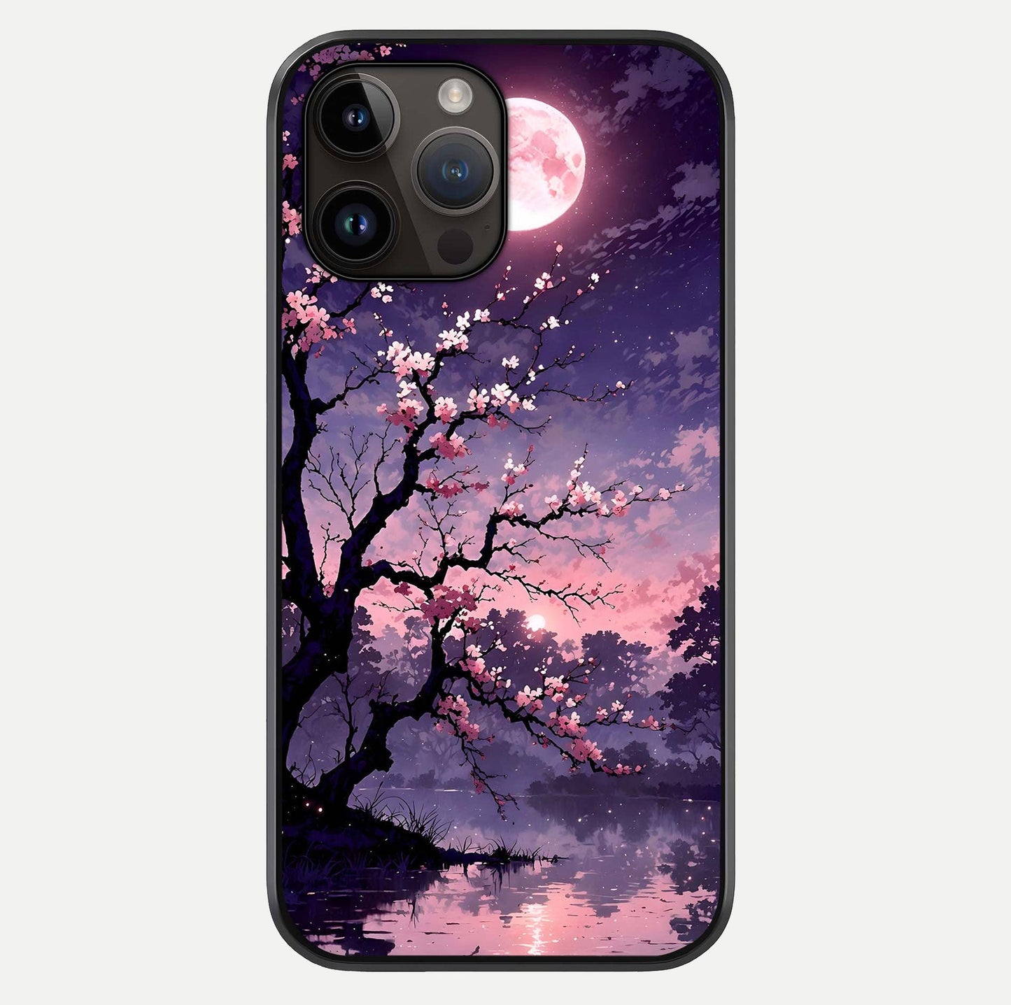 Blossom Pink Moon Glass Case For iPhone 14 Pro Max by Custom World