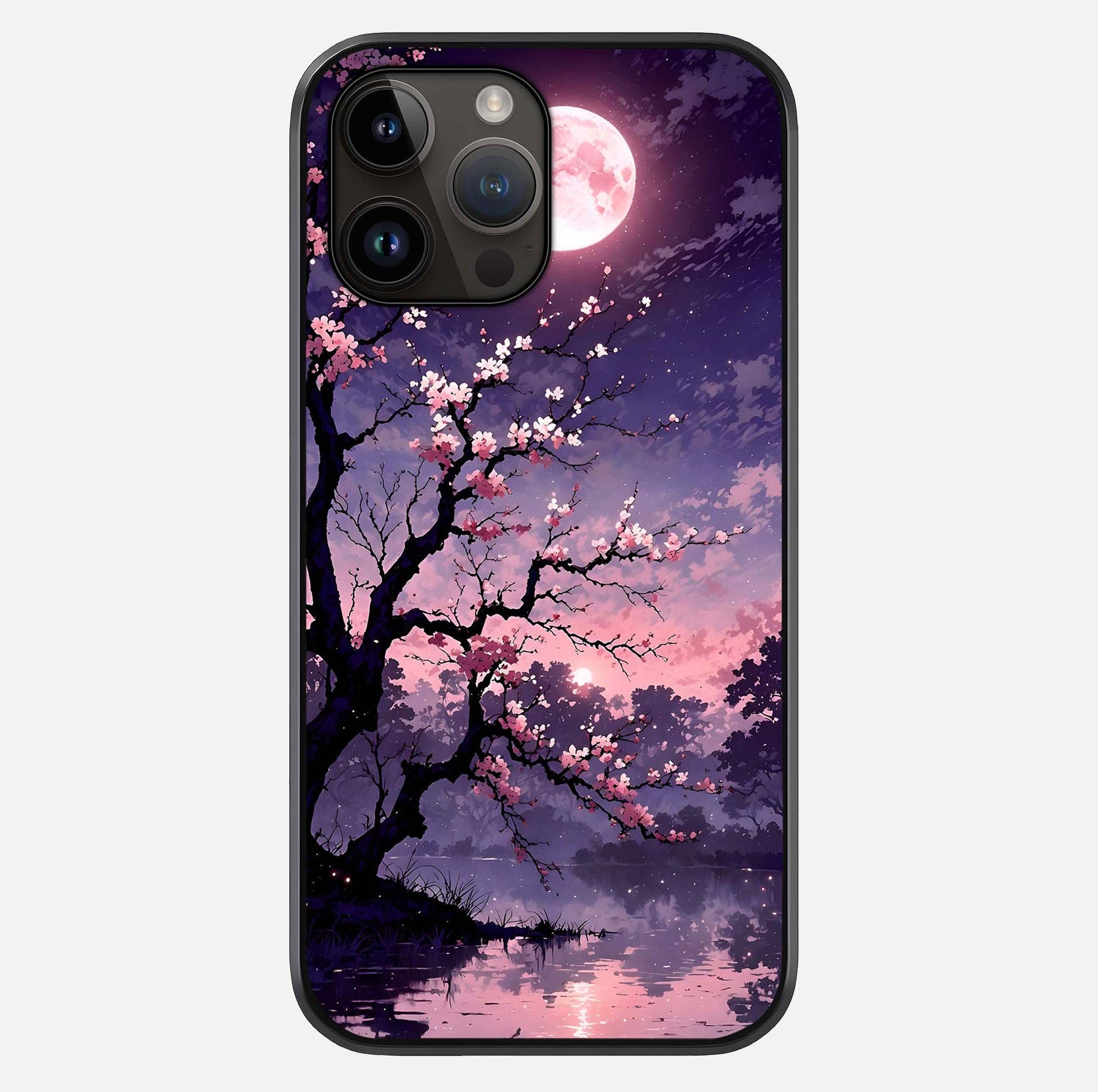 Blossom Pink Moon Glass Case For iPhone 14 Pro Max by Custom World