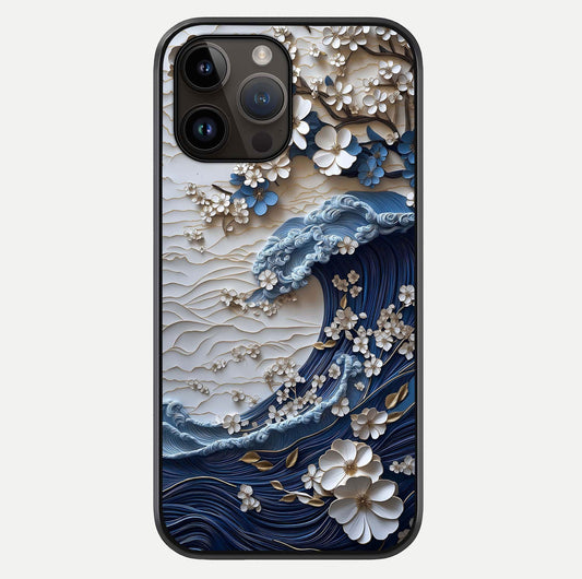 Blossom Wave Art Glass Case For iPhone 14 Pro Max by Custom World