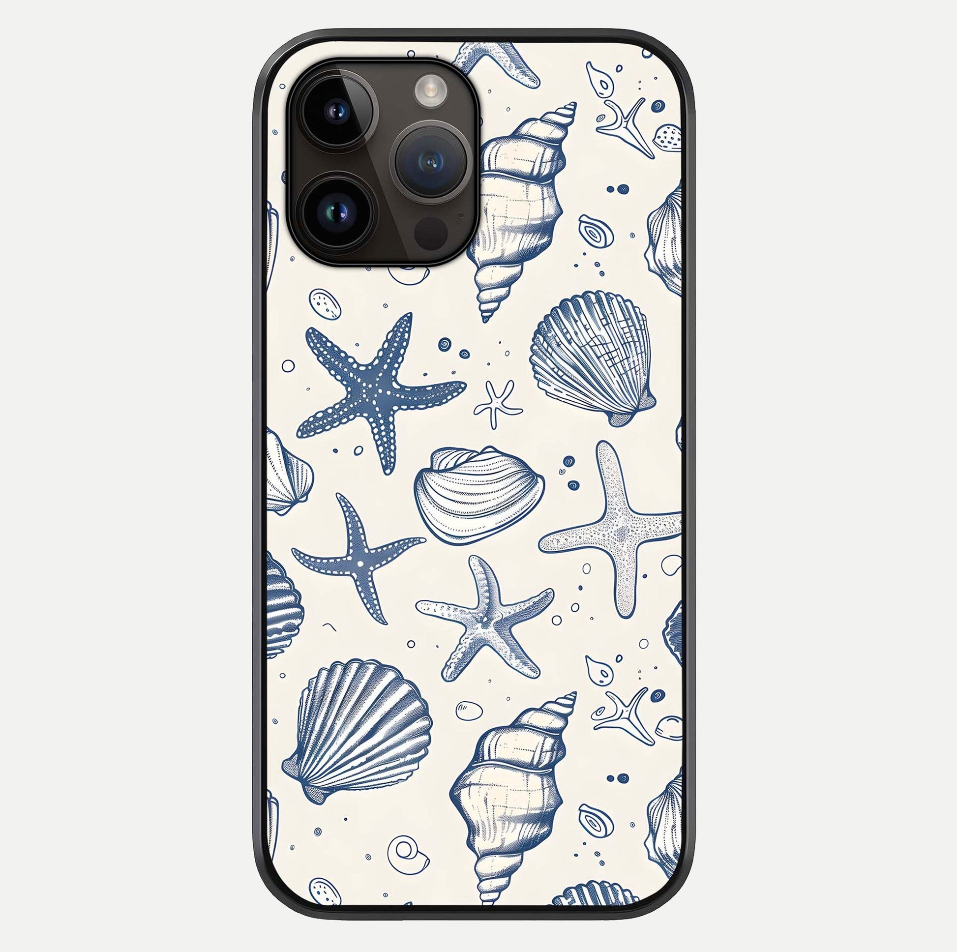 Blue Ocean Outline Glass Case For iPhone 14 Pro Max by Custom World