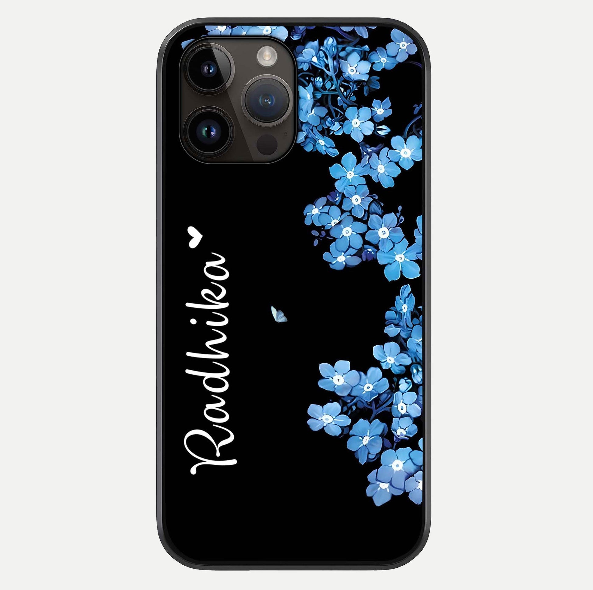 Blue Petal Dream Custom Name Glass Case For iPhone 14 Pro Max by Custom World