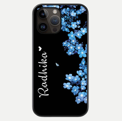 Blue Petal Dream Custom Name Glass Case For iPhone 14 Pro Max by Custom World