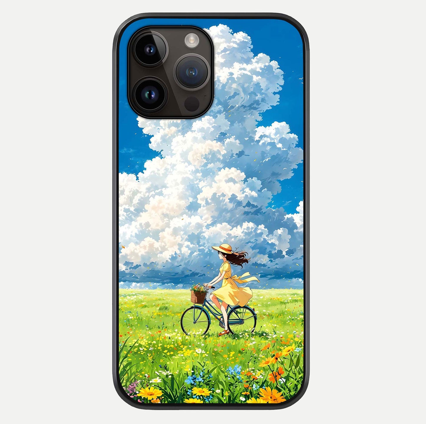 Breezy Meadow Ride Glass Case For iPhone 14 Pro Max by Custom World