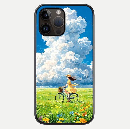 Breezy Meadow Ride Glass Case For iPhone 14 Pro Max by Custom World