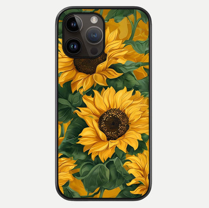 Bright Sunflower Bloom Glass Case For iPhone 14 Pro Max by Custom World