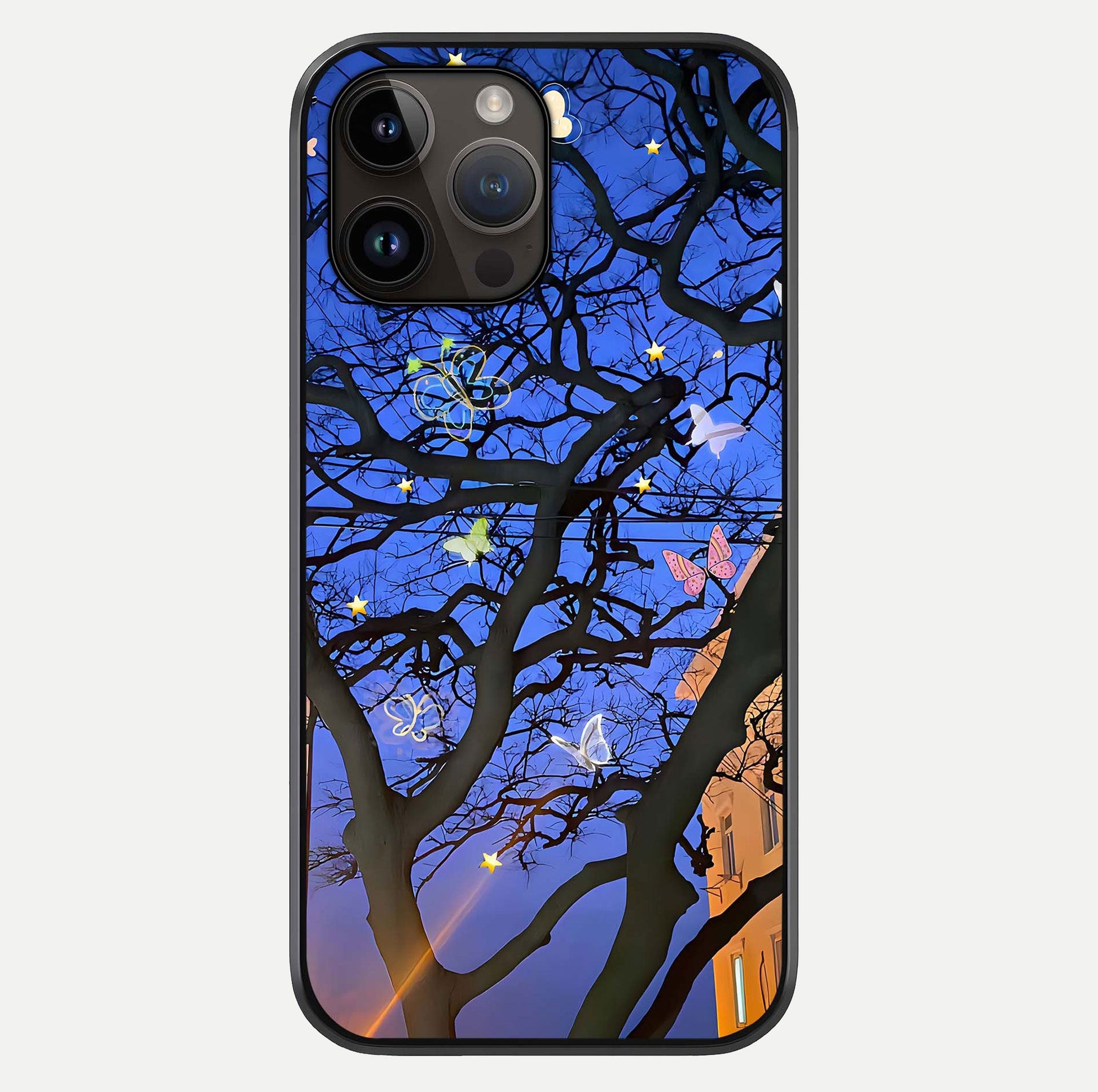 Butterfly Night Magic Glass Case For iPhone 14 Pro Max by Custom World