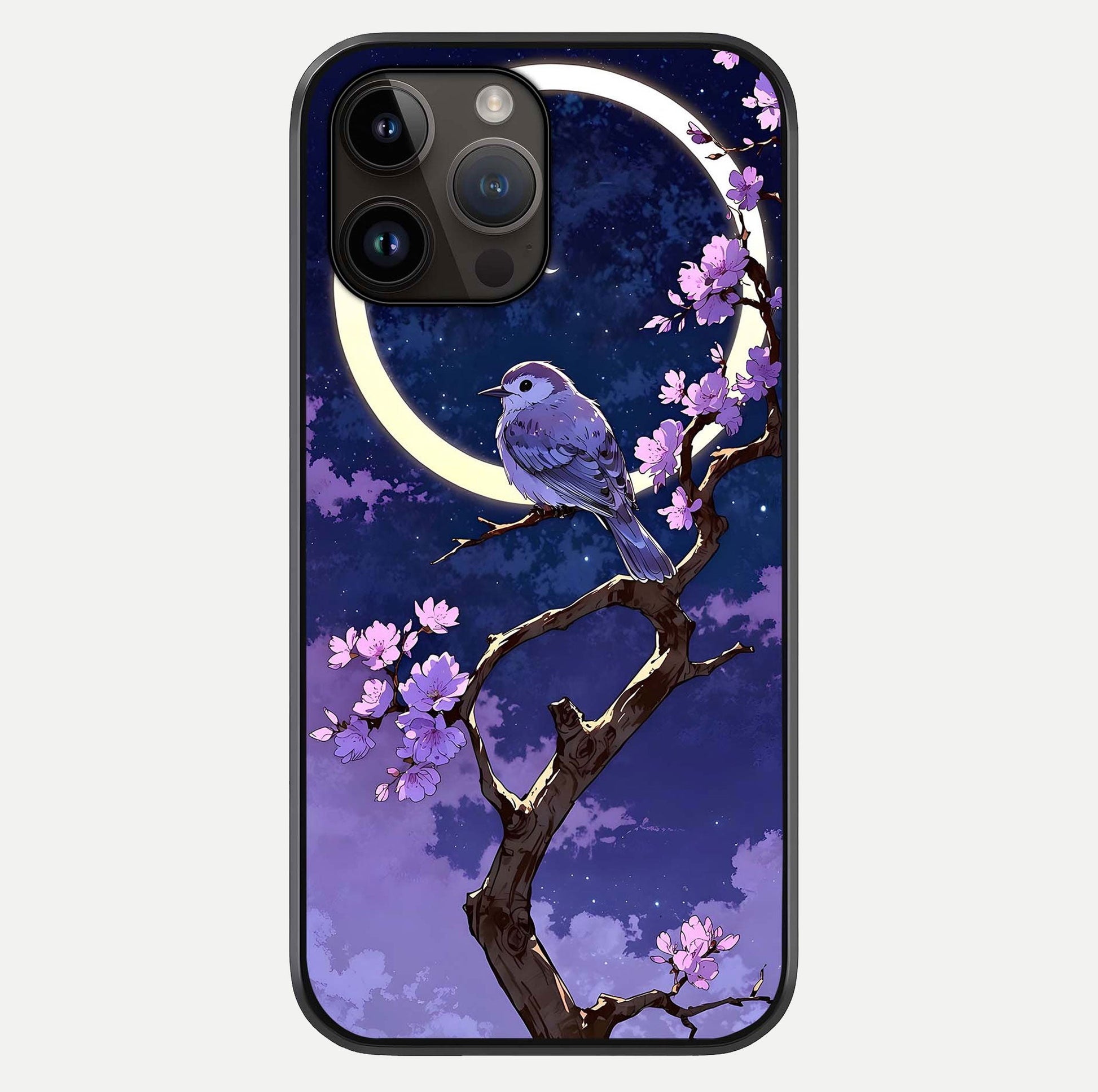 Celestial Bird Blossom Glass Case For iPhone 14 Pro Max by Custom World