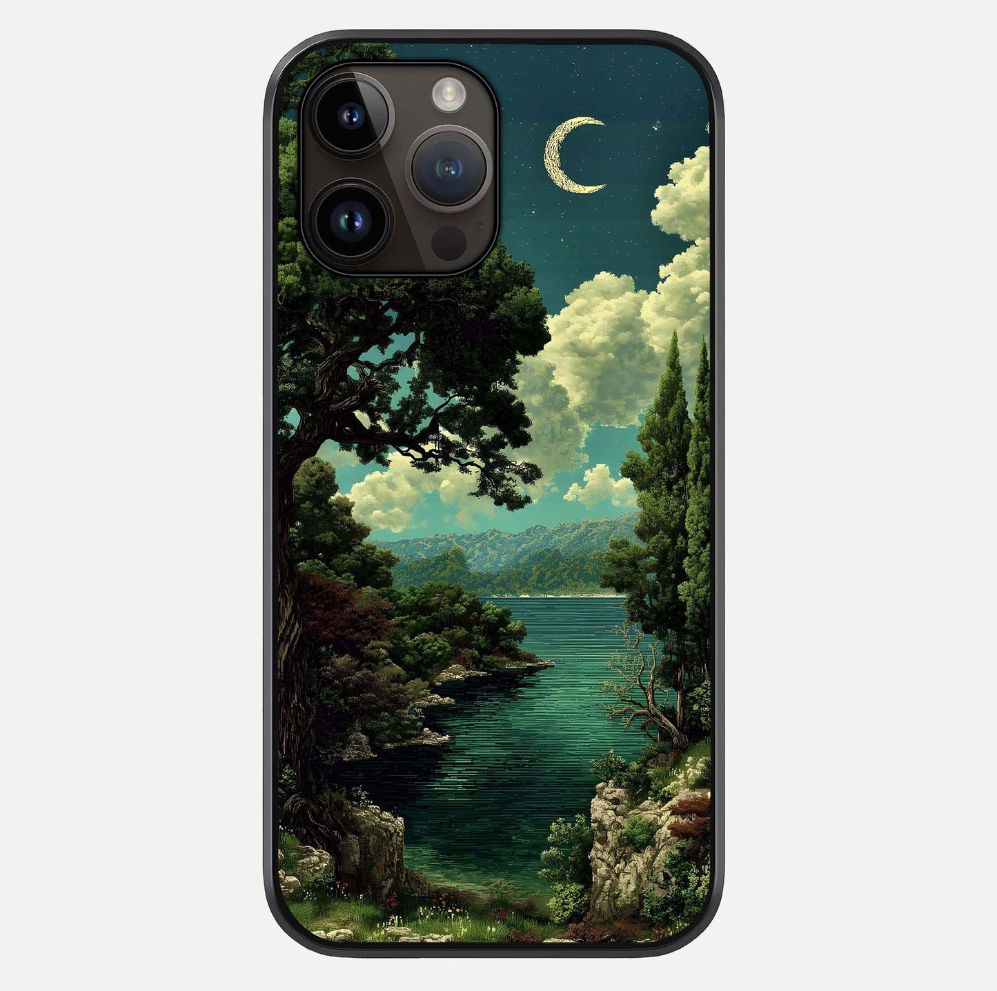 Celestial Lake Peace Glass Case For iPhone 14 Pro Max by Custom World
