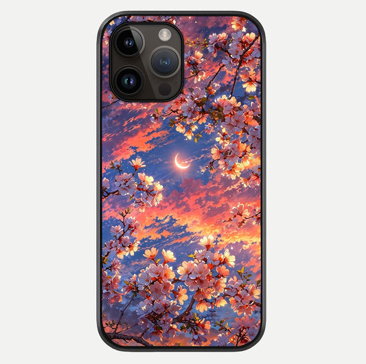 Celestial Sakura Sunset Glass Case For iPhone 14 Pro Max by Custom World