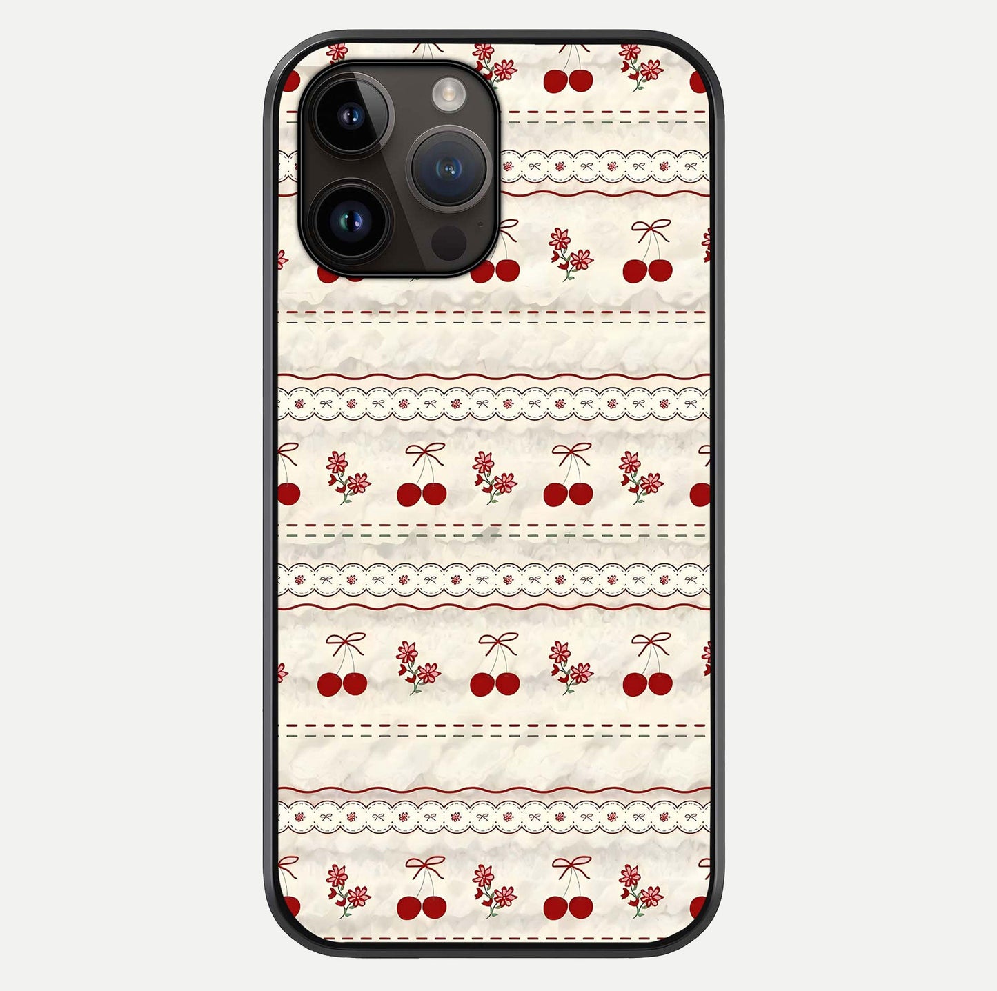 Cherry Bloom Charm Glass Case For iPhone 14 Pro Max by Custom World