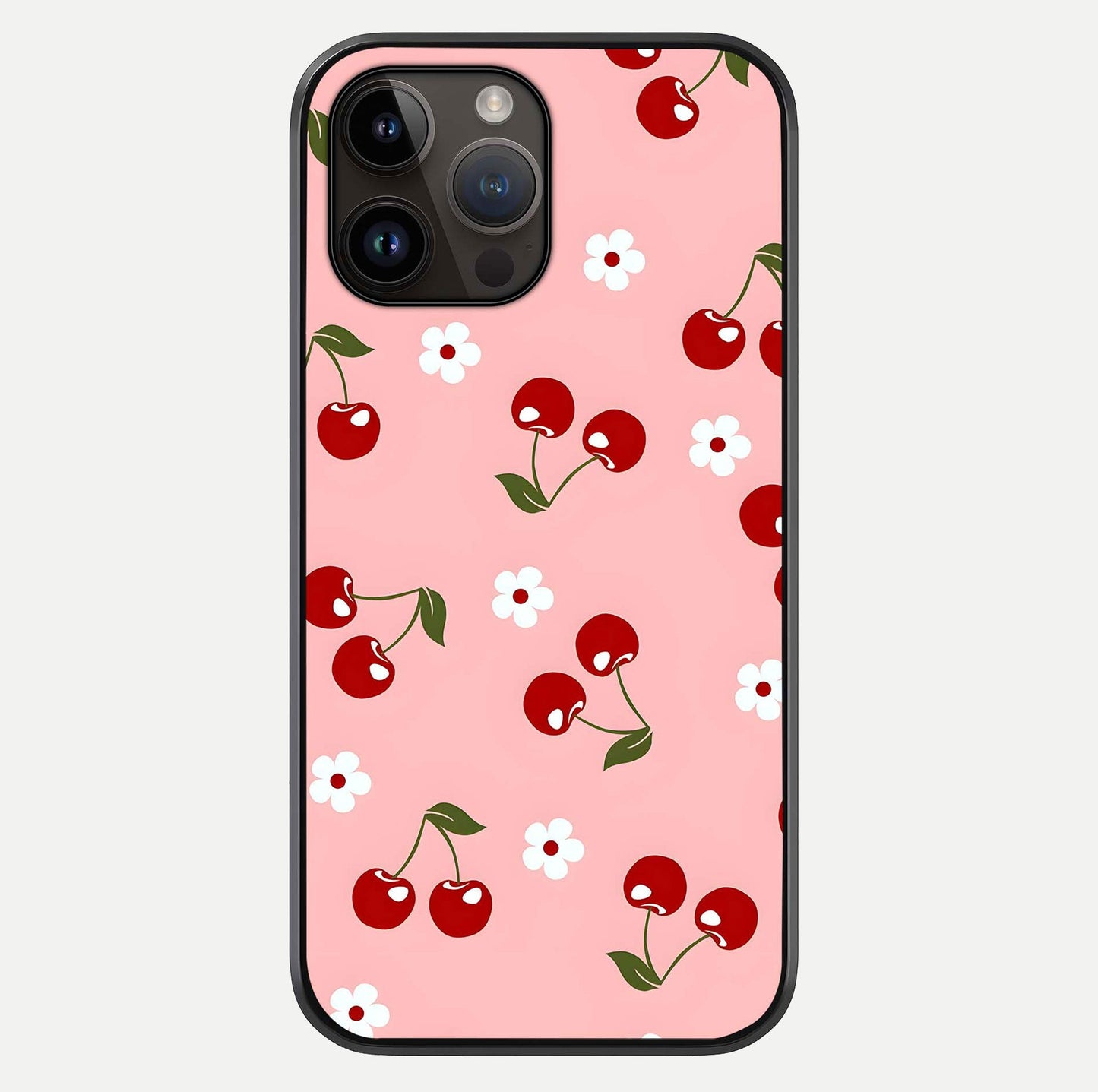 Cherry Love Mood Glass Case For iPhone 14 Pro Max by Custom World