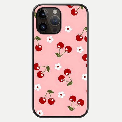 Cherry Love Mood Glass Case For iPhone 14 Pro Max by Custom World