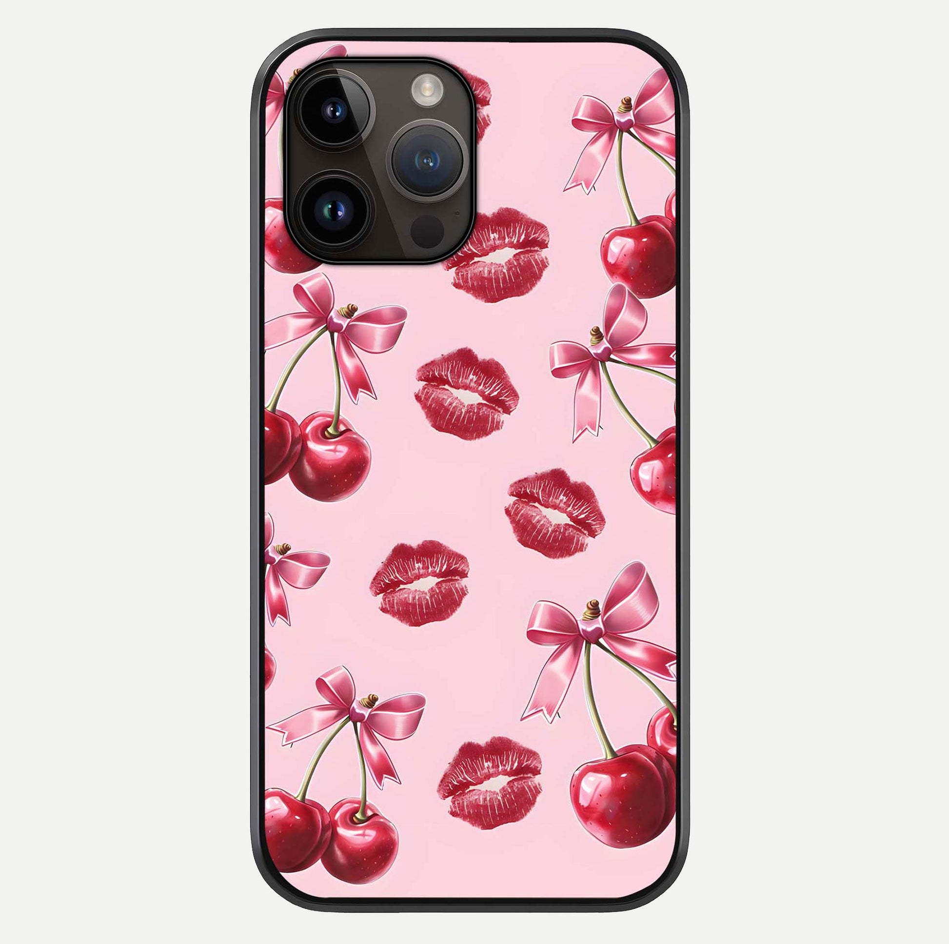 Cherry With Lips Glass Case For iPhone 14 Pro Max by Custom World