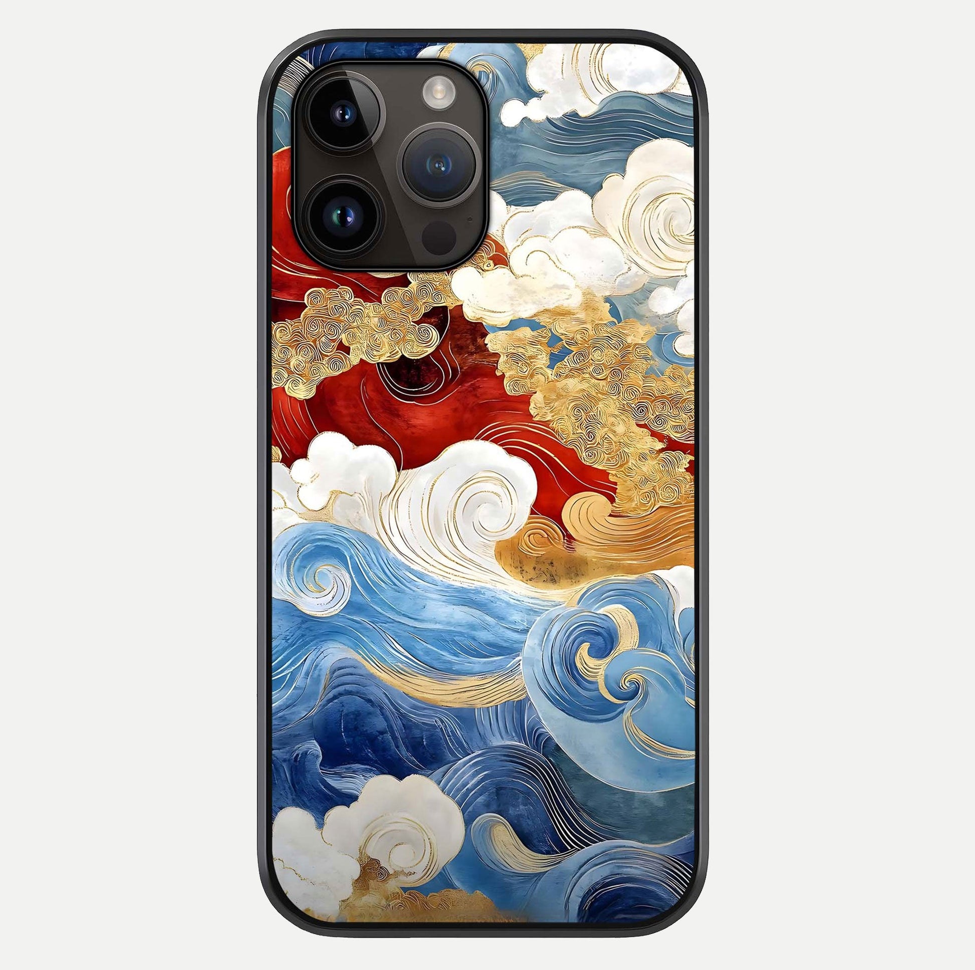 Colored Waves Glass Case For iPhone 14 Pro Max by Custom World