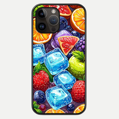 Colorful Fruits With Ice Glass Case For iPhone 14 Pro Max by Custom World