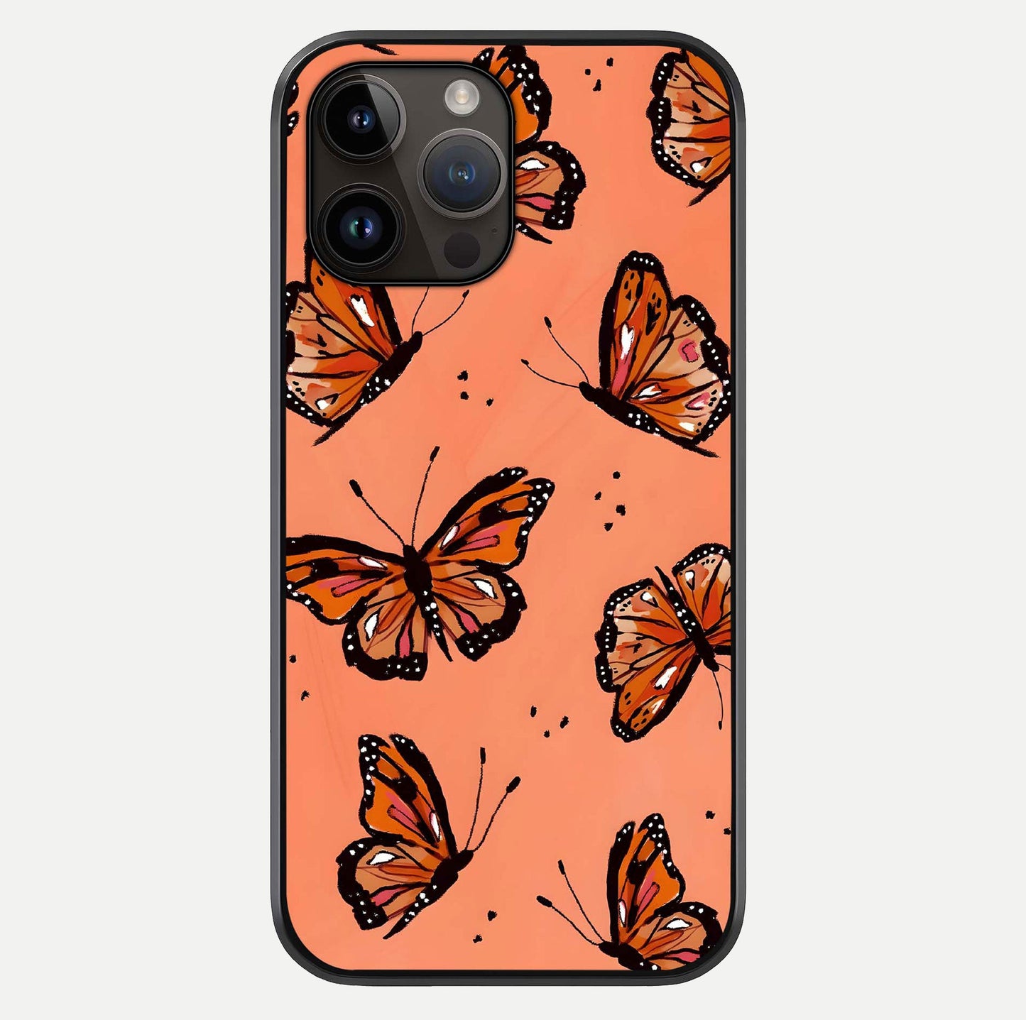 Coral Wing Butterfly Glass Case For iPhone 14 Pro Max by Custom World