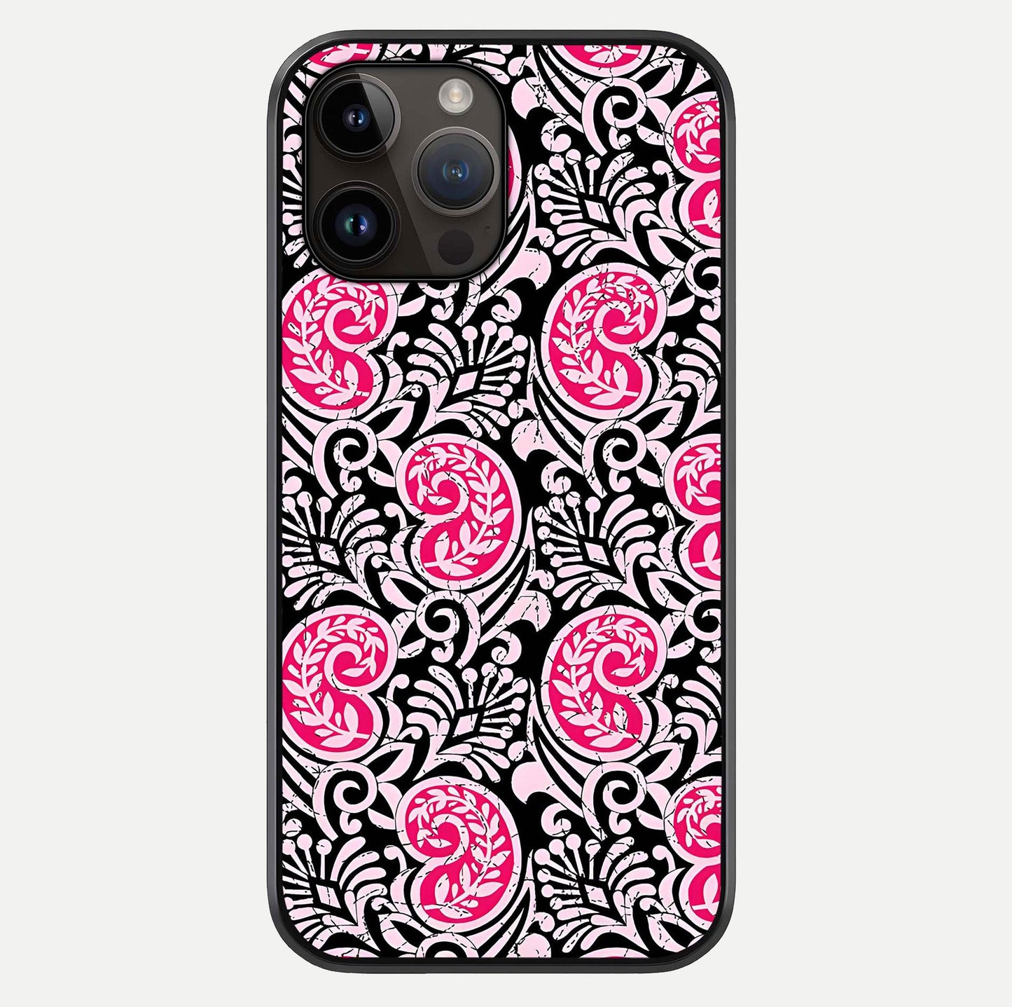 Crimson Paisley Charm Glass Case For iPhone 14 Pro Max by Custom World