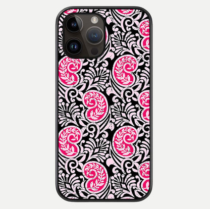 Crimson Paisley Charm Glass Case For iPhone 14 Pro Max by Custom World