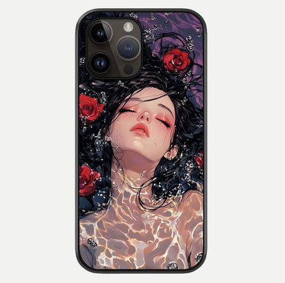 Crimson Rose Serenity Glass Case For iPhone 14 Pro Max by Custom World