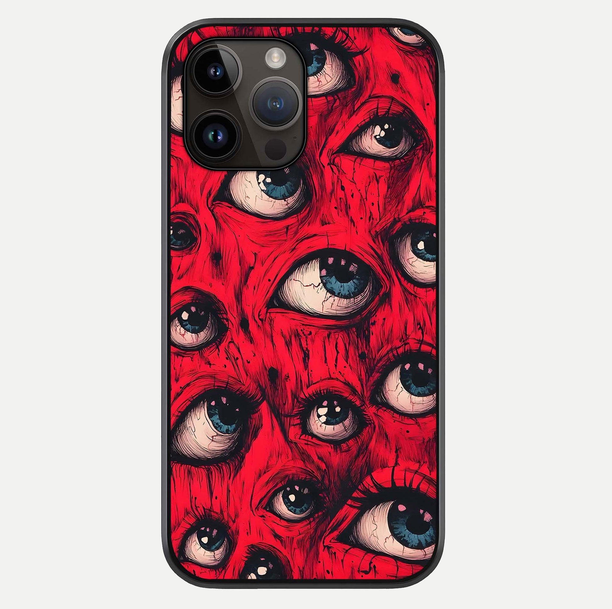 Crimson Watch Eyes Glass Case For iPhone 14 Pro Max by Custom World