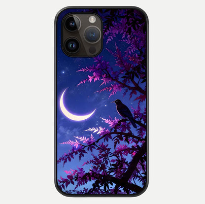 Crow & Moon Scenery Glass Case For iPhone 14 Pro Max by Custom World