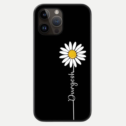 Custom Name White Flower Glass Case For iPhone 14 Pro Max by Custom World