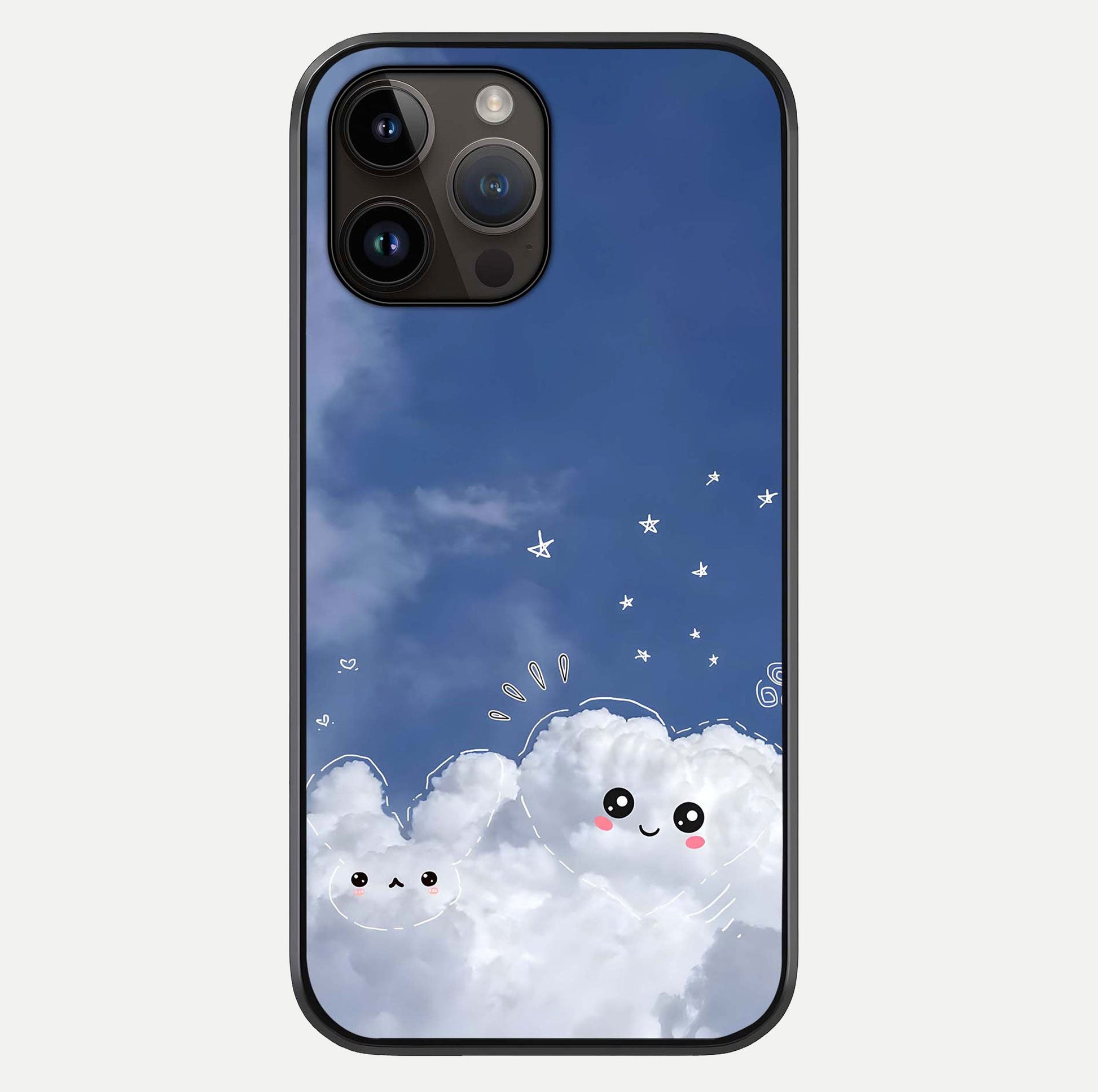 Cute Blossom Cloud Glass Case For iPhone 14 Pro Max by Custom World