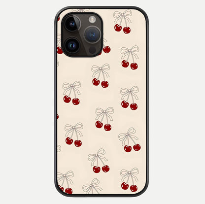 Cute Cherry Pattern Glass Case For iPhone 14 Pro Max by Custom World