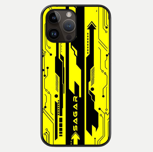 Electric Pulse CYBERPUNK Custom Name Glass Case For iPhone 14 Pro Max by Custom World