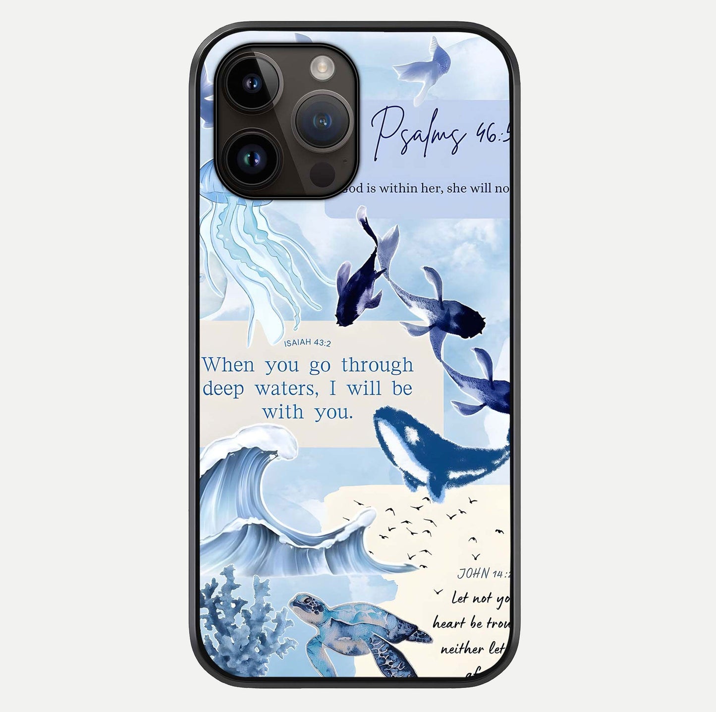 Faithful Ocean Promise Glass Case For iPhone 14 Pro Max by Custom World