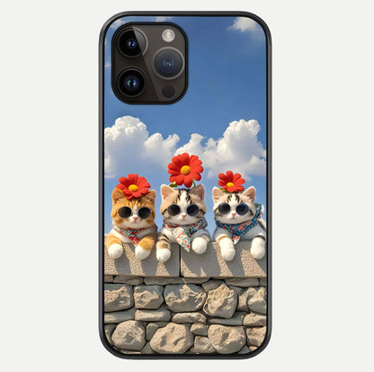 Floral Kitty Squad Glass Case For iPhone 14 Pro Max by Custom World