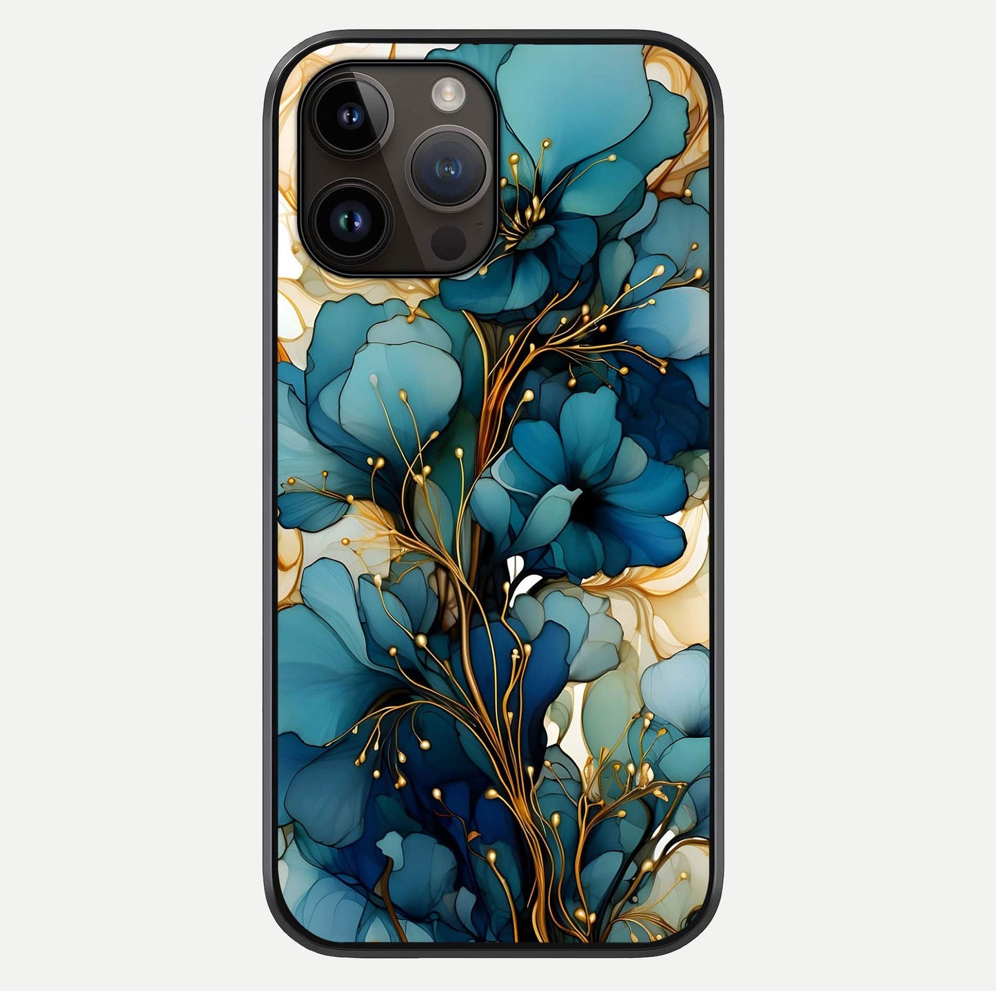 Golden Bloom Symphony Glass Case For iPhone 14 Pro Max by Custom World