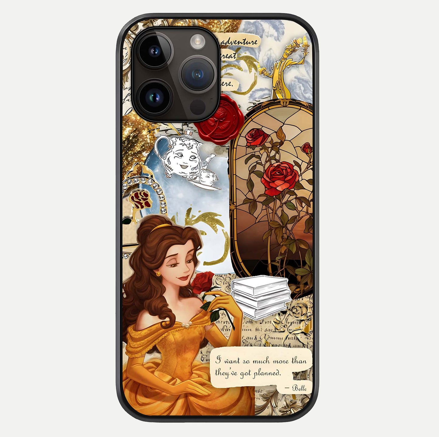 Golden Dream Belle Glass Case For iPhone 14 Pro Max by Custom World