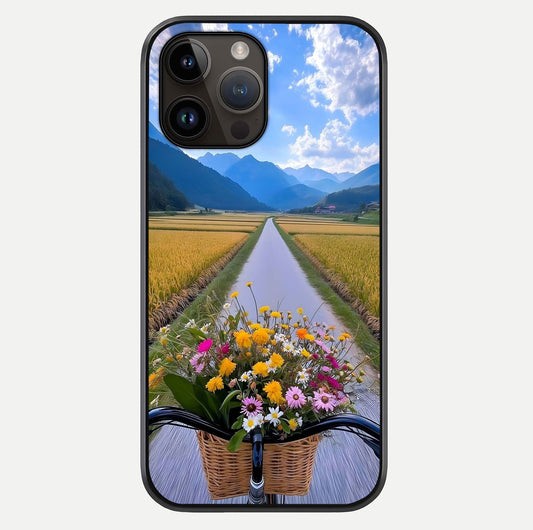 Golden Field Journey Glass Case For iPhone 14 Pro Max by Custom World