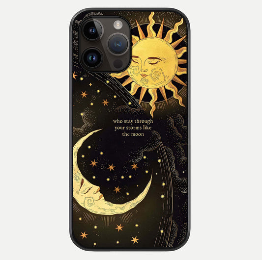 Golden Lunar Love Glass Case For iPhone 14 Pro Max by Custom World