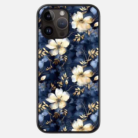 Golden Midnight Bloom Glass Case For iPhone 14 Pro Max by Custom World