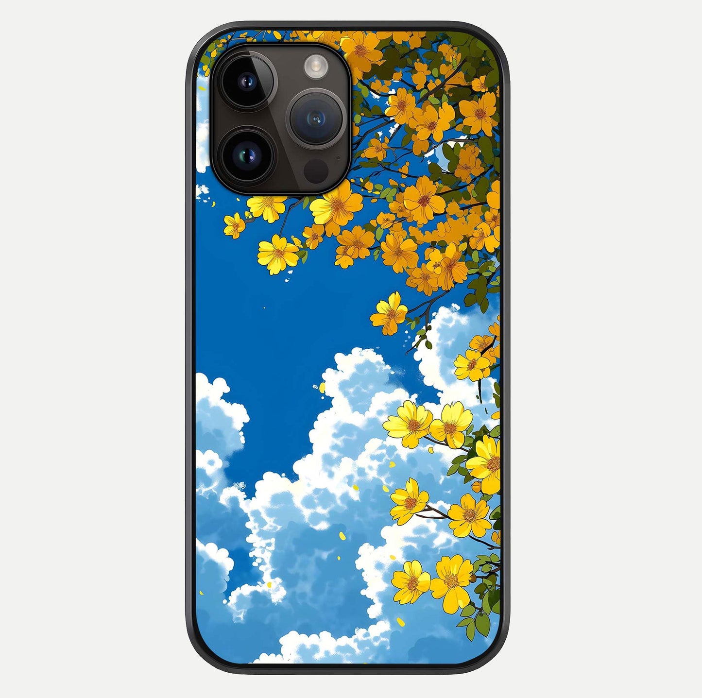 Golden Petal Sky Glass Case For iPhone 14 Pro Max by Custom World