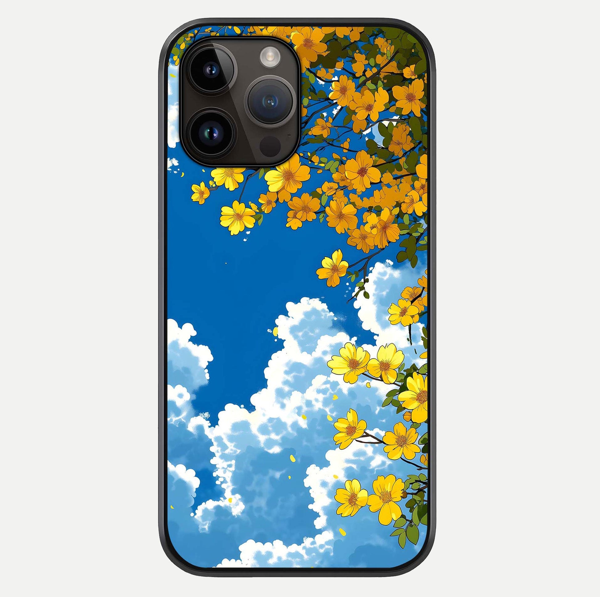 Golden Petal Sky Glass Case For iPhone 14 Pro Max by Custom World