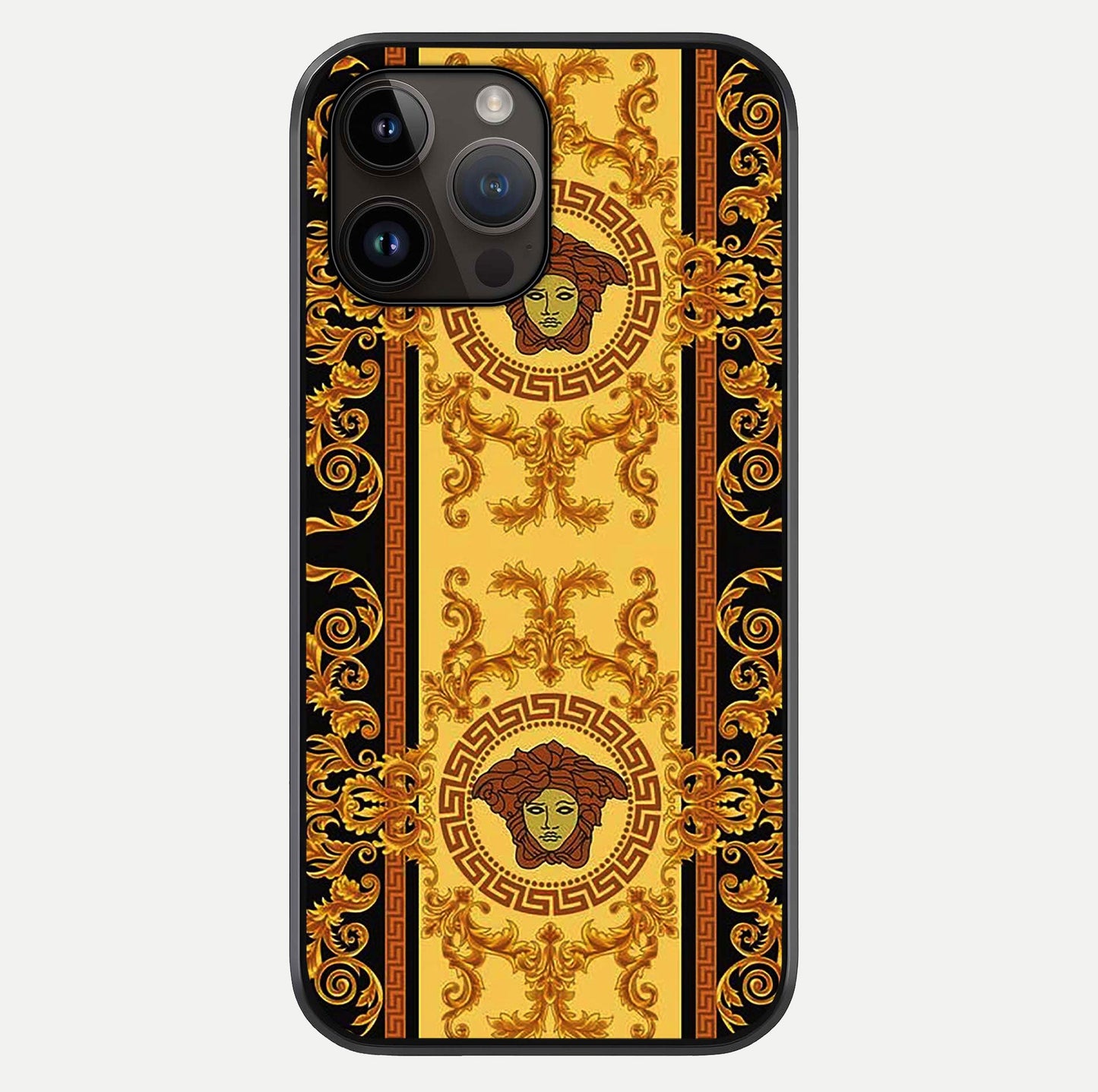 Golden Royal Heritage Glass Case For iPhone 14 Pro Max by Custom World
