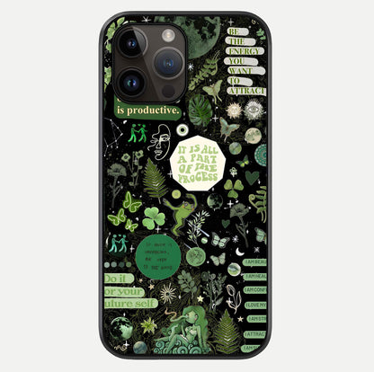 Green Moon Energy Glass Case For iPhone 14 Pro Max