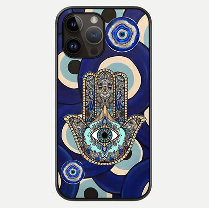 Hamsa Divine Guard Glass Case For iPhone 14 Pro Max by Custom World