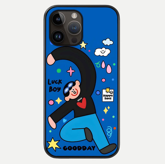 Happy Luck Vibe Glass Case For iPhone 14 Pro Max by Custom World