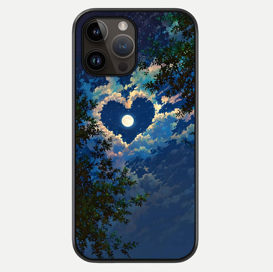 Heart With Moon Sky Glass Case For iPhone 14 Pro Max by Custom World