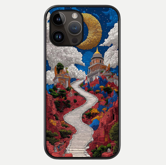 Heavenly Moon Path Glass Case For iPhone 14 Pro Max by Custom World